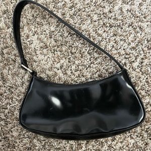 Lather black purse